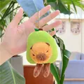 Cute capybara plush keychain wearing a green avocado suit with metal ring - 12cm Avocado Capybara (With Legs-Bead Chain)
