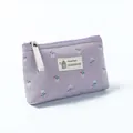 Hellviolette Leinwand-Mini-Tasche mit floralem Muster und Reißverschluss für Reisen - Blumiges Lila