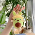 Cute avocado plush keychain with a yellow hat and smiling face held in hand - 15cm Yellow Cartoon Avocado / Plain Chain