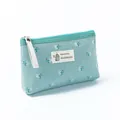 Minzgrüne florale Canvas-Münztasche mit Natural Style handgefertigtem Etikett - Floral Grün