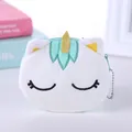 Plüsch-Einhorn-Geldbörse in Weiß und Mintgrün mit Stickerei-Augen und goldenem Horn - Grün