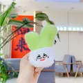 Cute cartoon vegetable plush hair clip with expressive embroidery and soft green fur - 11cm Mink Fur Scallion / Gold Clasp