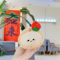 Plush strawberry cake roll keychain with cute facial embroidery and a soft fabric finish - Swiss Roll (Chain)