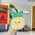 Cute plush pineapple keychain accessory with yellow faux fur and green leaf detail - 11cm Mink Pineapple / Gold Clasp