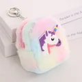 Monedero de unicornio de peluche arcoíris con llavero de plata y textura suave de piel - Estuche Para Llaves - Morado Unicornio