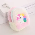 Llavero mini mochila de unicornio en felpa colores pastel rosa amarillo y azul - Estuche Para Llaves - Unicornio Cuatro Colores