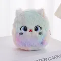 Monedero de unicornio de peluche arcoíris con ojos bordados y piel suave pastel - Estuche De Peluche Para Llaves B49 En Color Rosa Gato.