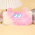 Astuccio mostro in peluche con grandi occhi ricamati e morbida pelliccia sfumata - Rosso Rosa con Smorfia