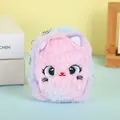 Detailed macro view of pink and blue gradient plush cat coin purse with soft fur texture - Rainbow Purple Cat