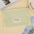 Large capacity yellow macaron travel makeup bag with waterproof fabric and blue zipper - Horizontal / Lemon Yellow (Horizontal)