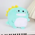 Detail of mint green plush dinosaur coin purse with yellow fins and silver metal chain - Green Little Dinosaur (B130)