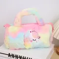 Bolso de mano unicornio de peluche arcoíris con degradado y correa desmontable - Arcoíris