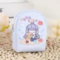 Mini zaino portamonete in tela azzurra con scena da spiaggia a cartoni e scritta GOOD LUCK - Blu Chiaro (A282 Taiyi)
