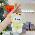Close-up of plush bear pendant wearing a green hoodie and yellow heart sunglasses - Hanging Chain Style / Green