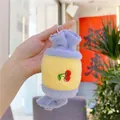Detail of candy-shaped plush keychain with cherry embroidery and soft purple yellow fur - 15cm-Standard Chain / Blue