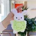 Detalle de llavero de conejo de peluche con bordado de caparazón de tortuga verde suave - Cadena Estándar de 14cm / Verde