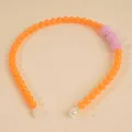 Orange beaded headband for women with pink spherical accents and pearl finish teardrop ends - Orange