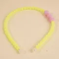 Minimalist fluorescent yellow beaded headband with pink accent beads for women - Yellow
