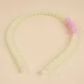 Light green beaded headband with pink accent beads and white teardrop ends - Light Green