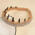Sparkly rhinestone plush headband in light brown with anti-slip hair teeth design - Brown