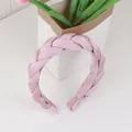 Pink braided organza headband with elegant silk texture and twisted fabric design - Pink