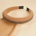 Funkelndes Strass-Stirnband mit warmbraunem Plüschstoff und gepolstertem Design - Braun