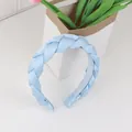 Light blue organza braided headband with silk finish for women daily hair styling - Light Blue