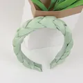 Mint green braided organza headband with stylish pleated fabric texture - Light Green