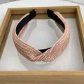 Pink raffia woven knotted headband with textured fabric finish for elegant women hair styling - Dusty Pink