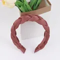 Deep pink organza braided headband with vintage woven texture in a wide twisted style - Rust red