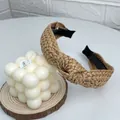 Natural straw knotted headband with woven raffia texture and comfortable black end tips - Standard Style (3cm) / Beige