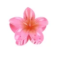 Pink Plumeria flower hair claw clip with elegant gradient petals and strong resin grip - Purity / Rose Pink