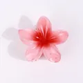 Pink gradient plumeria flower hair claw clip with a glossy translucent resin finish - Purity / Ivory Pink