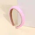 Detail of pink beaded headband with padded foam and non-slip brown velvet lining - Pink