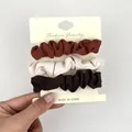 Set di 3 elastici per capelli in tessuto terracotta, crema e marrone scuro su cartoncino - Stile Tessuto a Coste / Mix Marrone Arancione Bianco