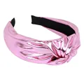 Serre-tête en similicuir rose métallisé avec un design élégant à nœud central - Rose