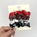 Set di 4 elastici per capelli con motivo paisley in rosso, marrone, bianco e nero - Stile Stampato Vintage / Stampa Paisley