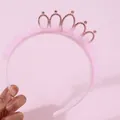 Pink princess tiara headband for girls with non-slip teeth and sparkling rhinestones - Pink