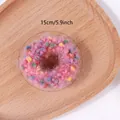 Coletero de punto rosa suave con cuentas de colores y gran diámetro de 15 cm - Rosa