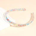 Sparkly heart headband for girls with silver glitter and colorful star sequins - Red Star
