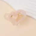 Sparkling pink resin heart hair claw clip with colorful rhinestones and gold spring mechanism - Light Pink