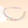 Colorful headband with sequin hearts and rhinestones for girls on a wavy display - Colorful Heart