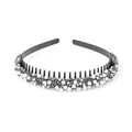 Elegant black headband with white pearls and sparkling rhinestones for women - Pearl Grey