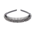 Elegant black hair hoop with non-slip comb teeth and sparkling dark gray rhinestones - Gray