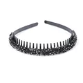 Elegant black headband with sparkling rhinestones and inner teeth for hair styling - Black