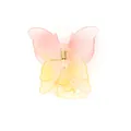 Detail view of the pink and yellow gradient butterfly hair claw with golden spring - Gradient Pink