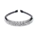 Serre-tête noir élégant pour femme avec strass brillants et dents intérieures antidérapantes - Argent Enveloppé