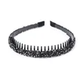 Serre-tête noir élégant avec strass fins et dents de peigne antidérapantes internes - Noir Enveloppé