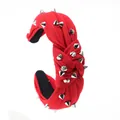 Serre-tête rouge noué style punk pour femme avec pointes métalliques argentées et tissu - Rouge