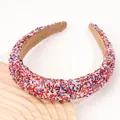 Sparkly Fourth of July star sequin wide headband with red white and blue patriotic colors - Red Star